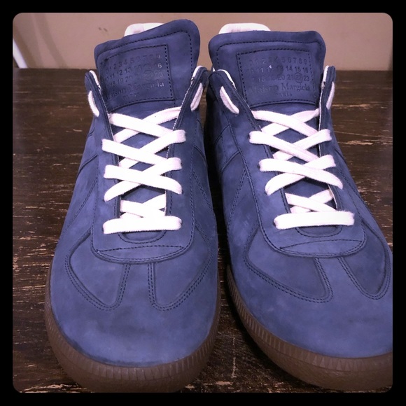 navy blue maison margiela sneakers